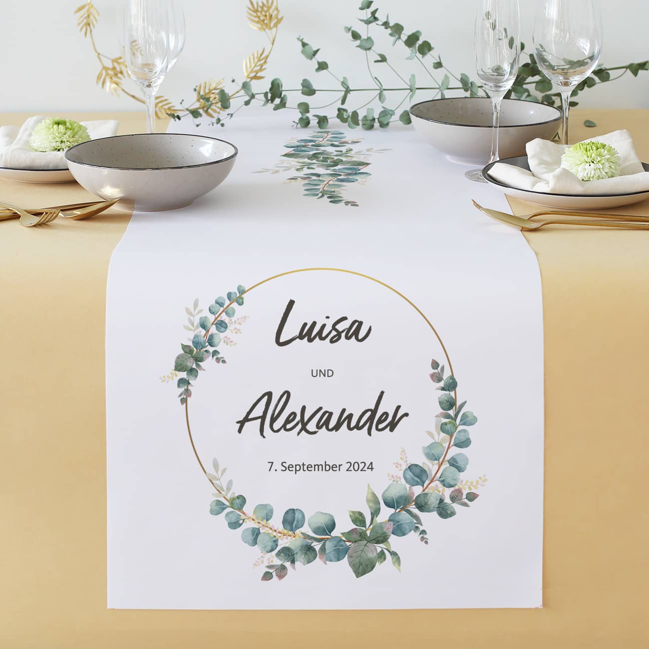 Personalisierter Tischläufer für die Hochzeit