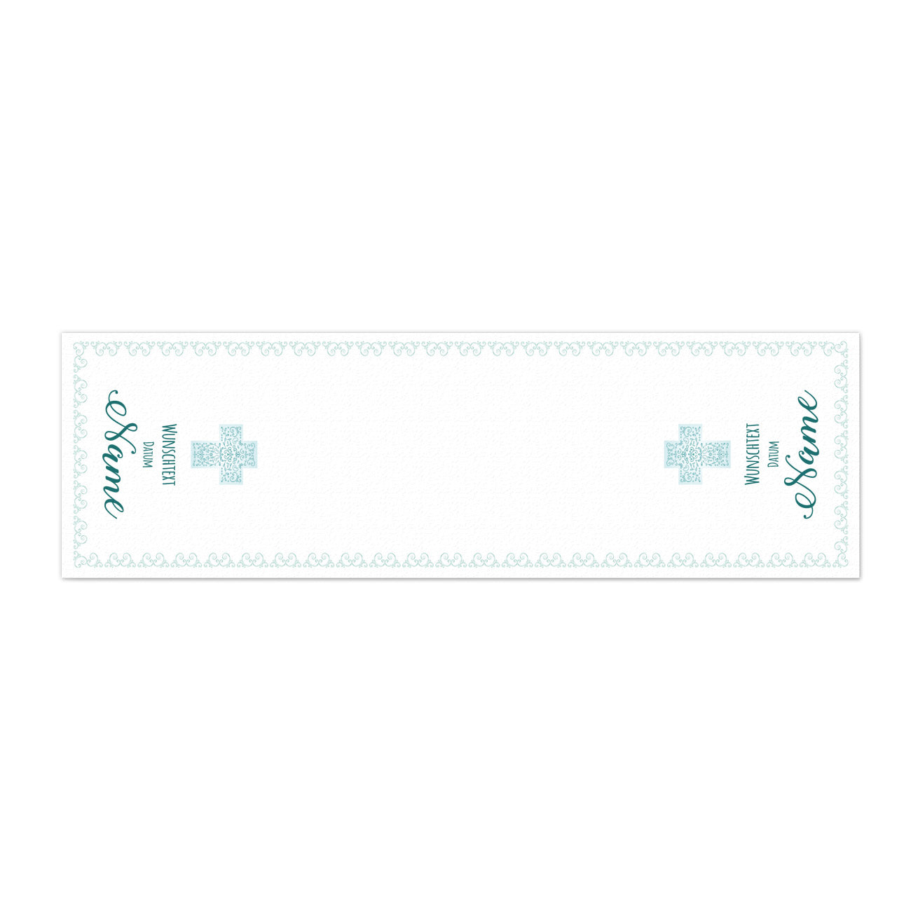 Tischläufer zur Kommunion, Konfirmation oder Taufe, in türkis, 150 x 40 cm