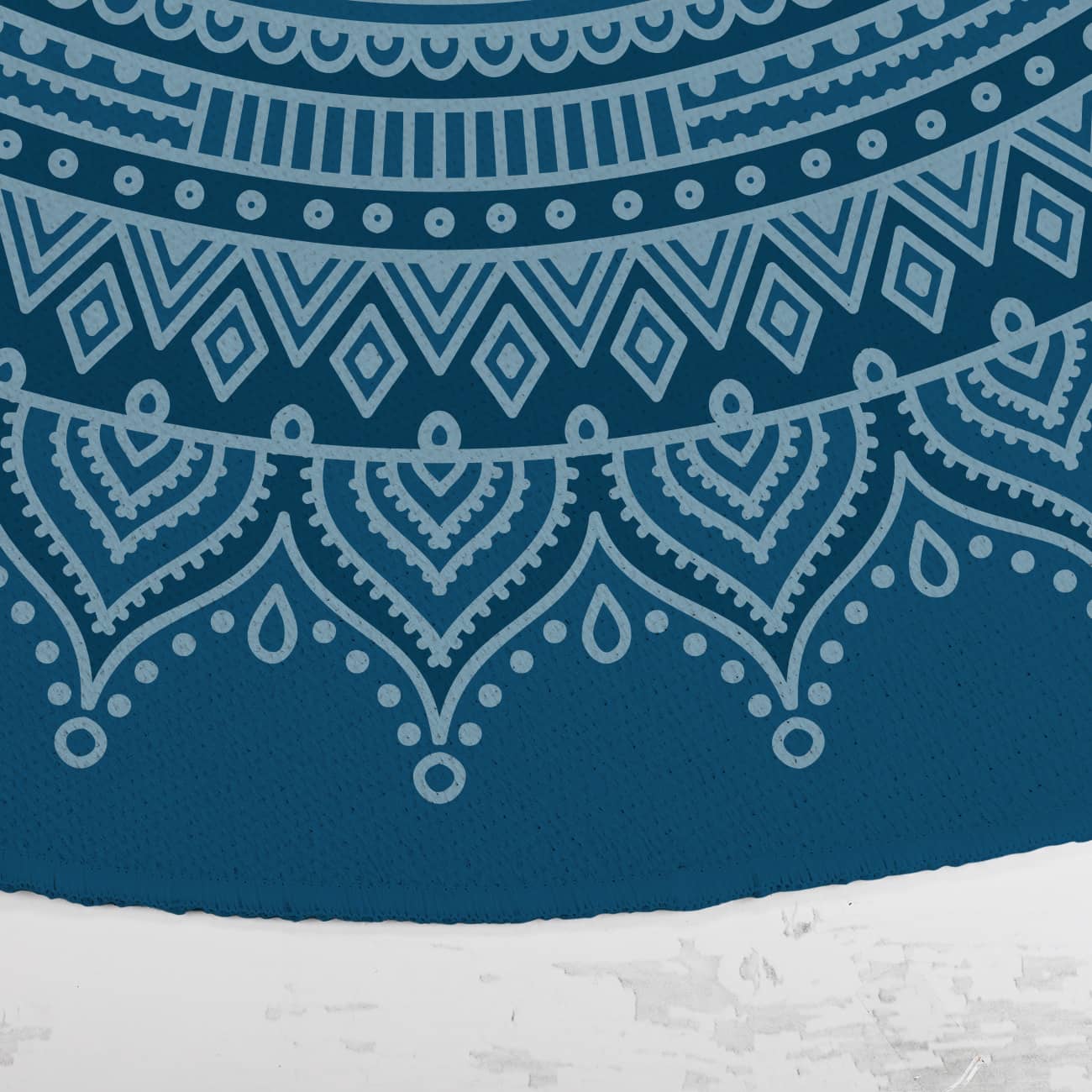 Runder Wohnteppich mit Personalisierung und Mandala in blau