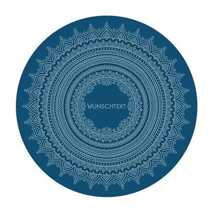 Runder Wohnteppich mit Personalisierung und Mandala in blau