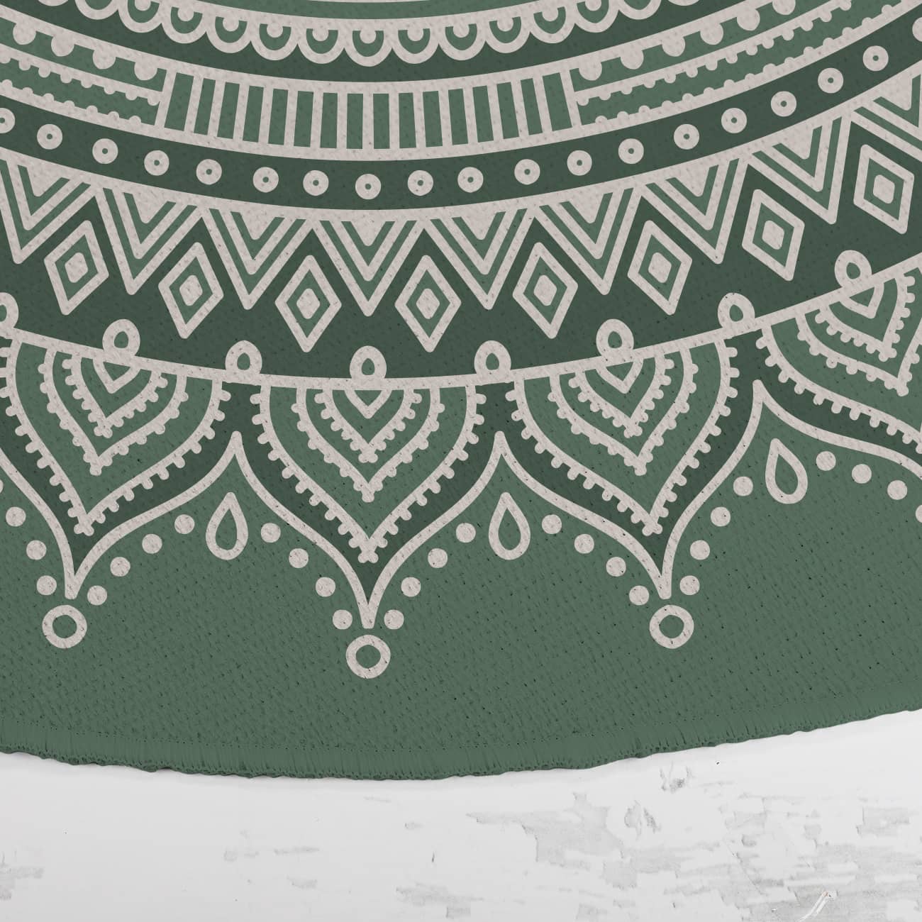 Runder Wohnteppich mit Personalisierung und Mandala in grün