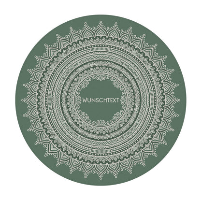 Runder Wohnteppich mit Personalisierung und Mandala in grün