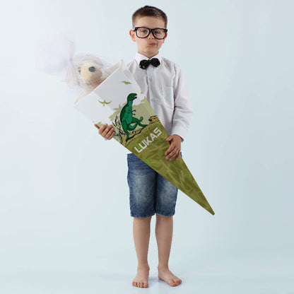Große Schultüte mit Dinosaurier und Name