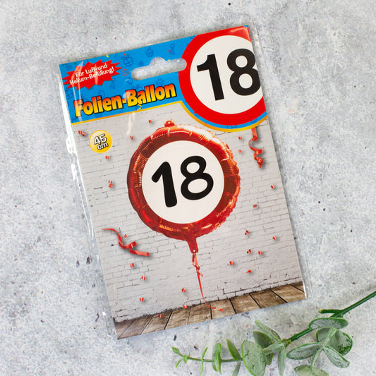 Folienballon Verkehrsschild 18 | Luftballon zum 18. Geburtstag