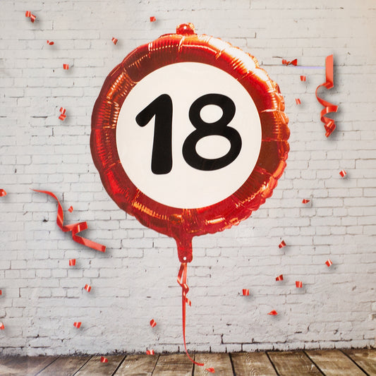Folienballon Verkehrsschild 18 | Luftballon zum 18. Geburtstag