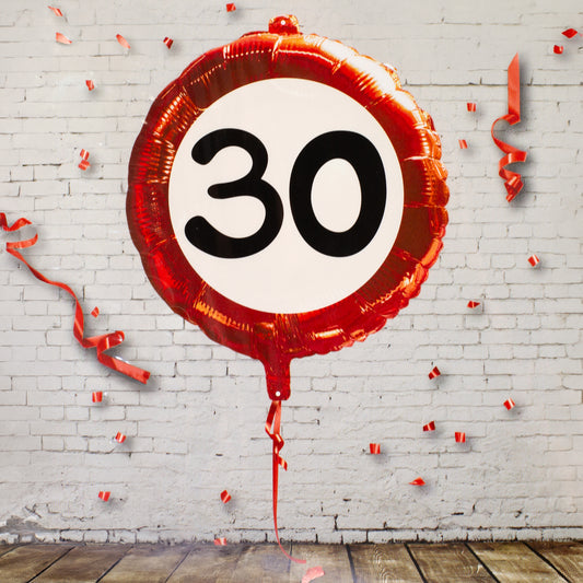 Folienballon Verkehrsschild 30 | Luftballon zum 30. Geburtstag