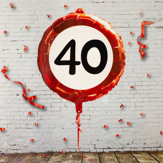 Folienballon Verkehrsschild 40 | Luftballon zum 40. Geburtstag
