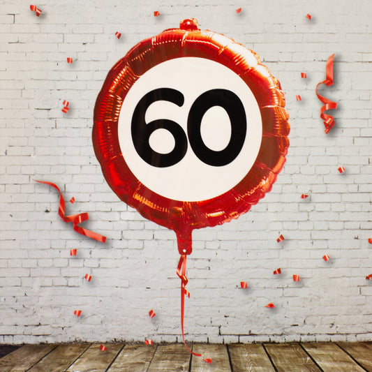 Folienballon Verkehrsschild 60  | Luftballon zum 60. Geburtstag